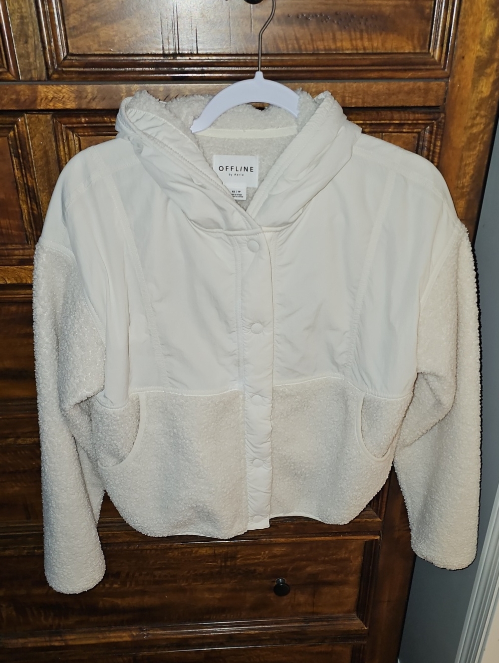 OFFLINE By Aerie Womens XS Super Cute Jacket!! Ivory And Fleece! Nwots - Picture 2 of 9